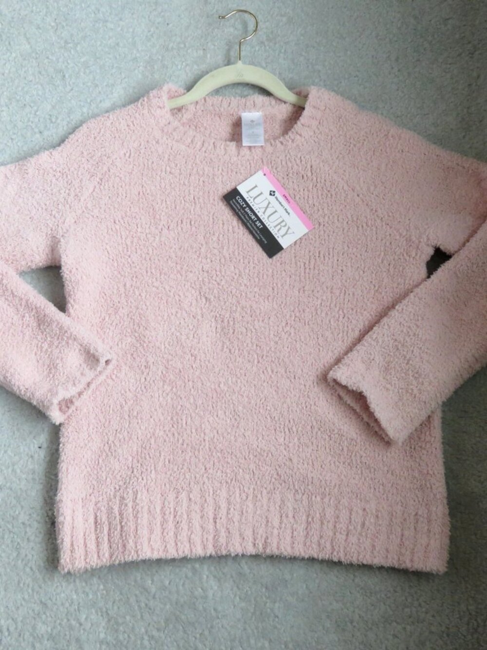 NWT Member's Mark Cozy Sherpa Knit Crewneck Pink Sweater S